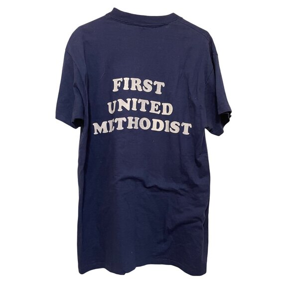First United Methodist Navy Blue T-Shirt Size Large - Picture 2 of 3